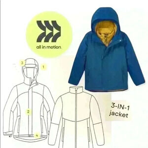 All in Motion Boys 3 in 1 Jacket Warmest Winter Snow Skiing